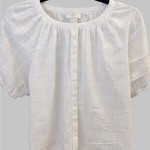 LOFT White Textured Blouse